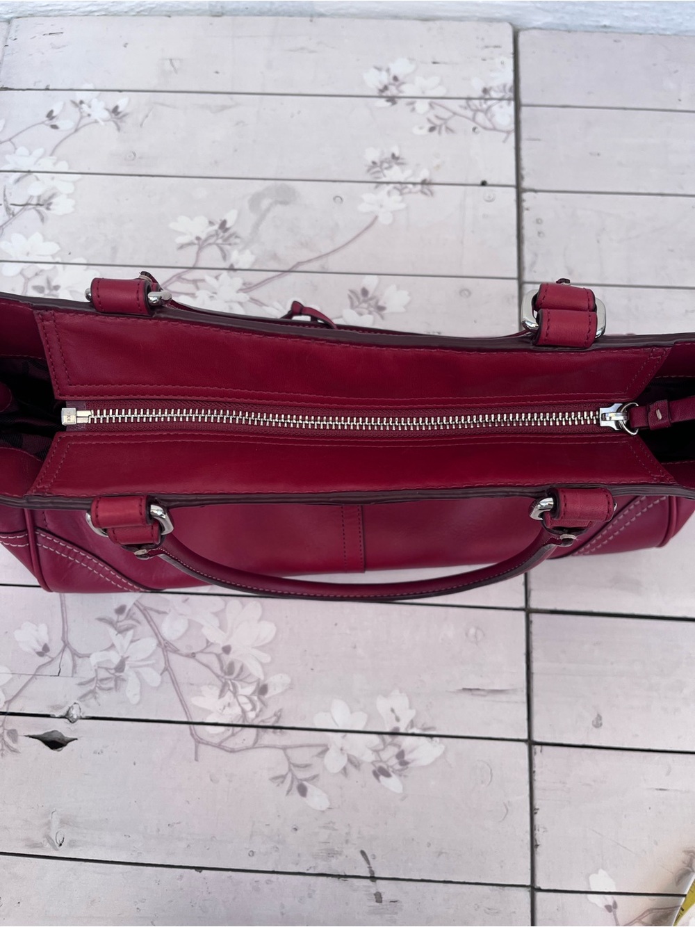Coach Red Leather Shoulder Bag with Silver Hardware - Picture 8 of 11